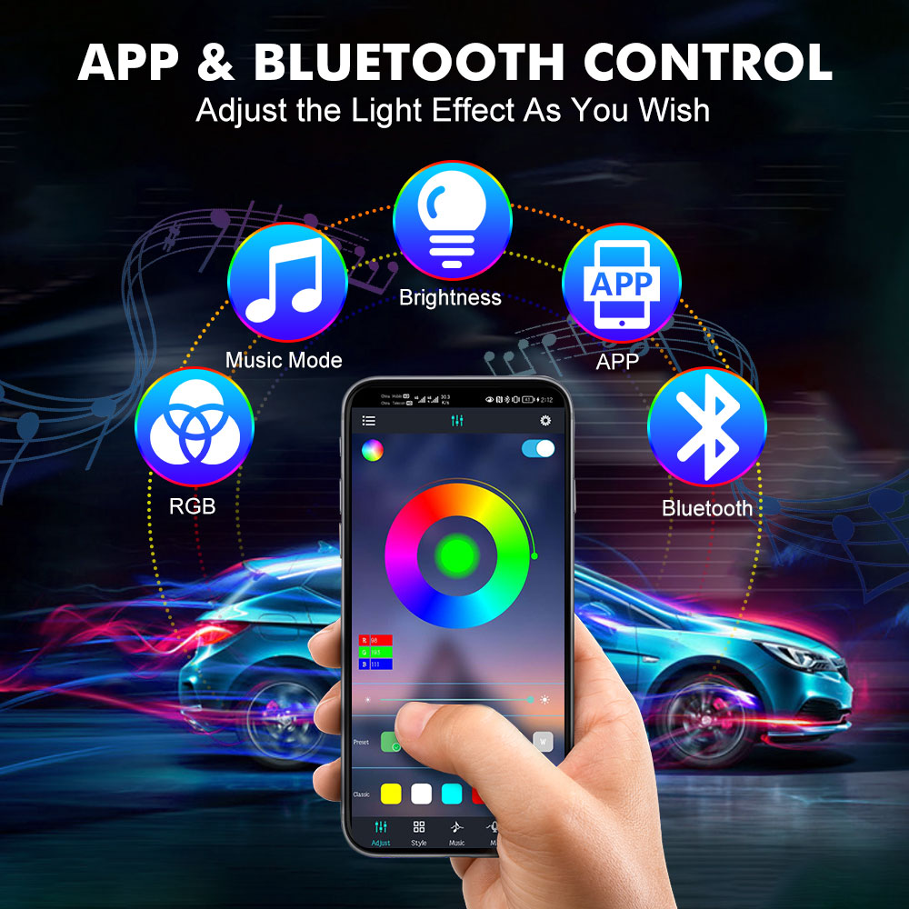 Neon LED Interior Car Light AP - Rgb Underglow Strip ulasan dan harga